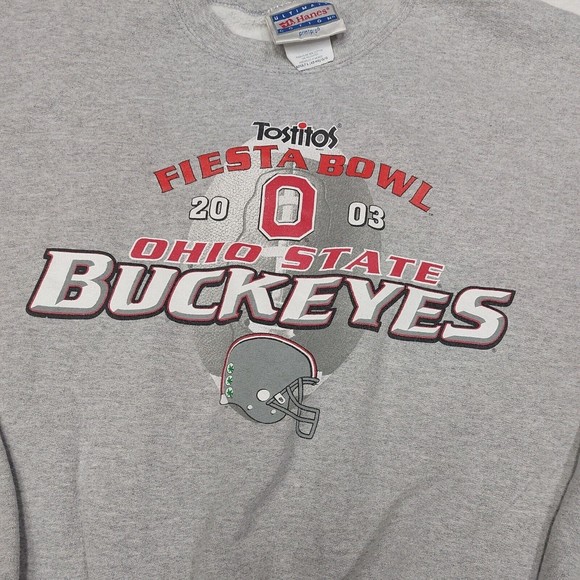 Vtg Y2K Ohio State 2003 Fiesta Bowl Gray Hanes Crewneck Sweater Size Large - Picture 5 of 9
